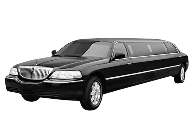 Black limousine on white background.