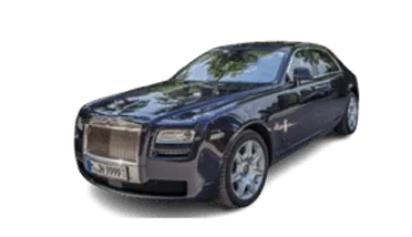 Dark blue Rolls Royce sedan with silver wheels.